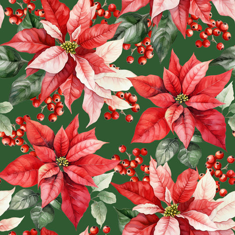 Tiflair Green and Red Poinsettia Napkins 3ply