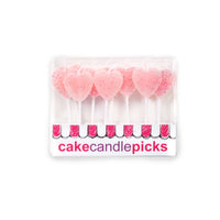 Glitter Heart Pick Candles Pink