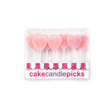 Glitter Heart Pick Candles Pink