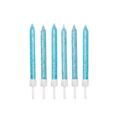 Glitter Candles Pale Blue with Holders