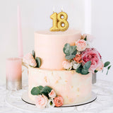 Age 18 Glitter Numeral Moulded Pick Candle Gold