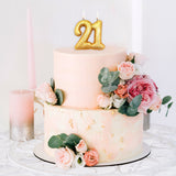 Age 21 Glitter Numeral Moulded Pick Candle Gold