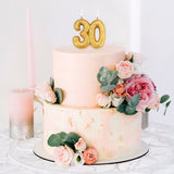 Age 30 Glitter Numeral Moulded Pick Candle Gold