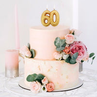 Age 60 Glitter Numeral Moulded Pick Candle Gold