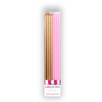 Extra Tall Candles Pastel Pink Metallic Mix with Holders