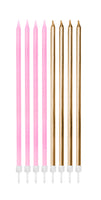 Extra Tall Candles Pastel Pink Metallic Mix with Holders