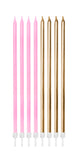 Extra Tall Candles Pastel Pink Metallic Mix with Holders