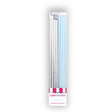 Extra Tall Candles Pastel Blue Metallic Mix with Holders