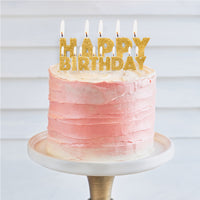 Happy Birthday Pick Candles Gold Glitter