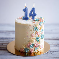 Age 4 Glitter Numeral Moulded Pick Candle Blue