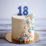 Age 8 Glitter Numeral Moulded Pick Candle Blue