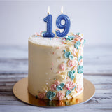 Age 9 Glitter Numeral Moulded Pick Candle Blue