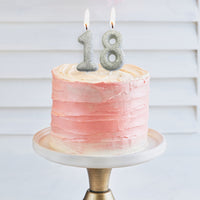 Age 8 Glitter Numeral Moulded Pick Candle Silver