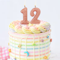 Age 2 Glitter Numeral Moulded Pick Candle Rose Gold