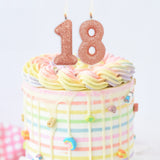 Age 8 Glitter Numeral Moulded Pick Candle Rose Gold