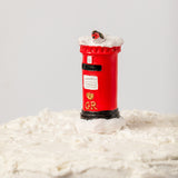 Classic Post Box Resin Cake Topper & Gold Merry Christmas Motto