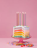 Extra Tall Candles Rainbow Metallic with Holders