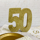 Number 50 Glitter Table Decoration Gold