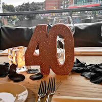 Number 40 Glitter Table Decoration Rose Gold