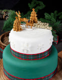 Gold Small Tree Resin Cake Topper & Gold Merry Christmas Motto Luxury Boxed