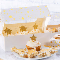 Gold Star Cupcake Box for 6 Cupcakes Foil