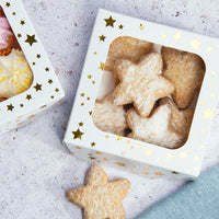 Gold Star Square Treat Boxes with Window Foil