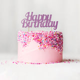 Glitter Happy Birthday Cake Topper Pink