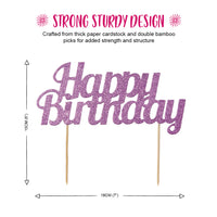 Glitter Happy Birthday Cake Topper Pink