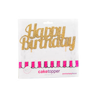 Glitter Happy Birthday Cake Topper Gold