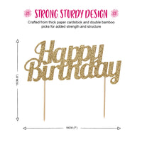 Glitter Happy Birthday Cake Topper Gold