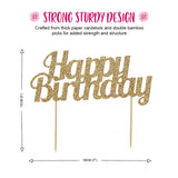 Glitter Happy Birthday Cake Topper Gold