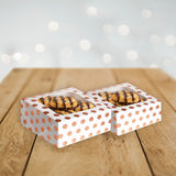 Rose Gold Polka Dot Square Treat Boxes with Window Foil