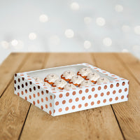 Rose Gold Polka Dot Cupcake Box for 12 Cupcakes Foil