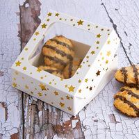 Gold Star Small Square Treat Boxes with Window Foil