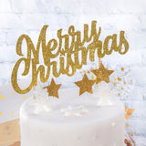 Glitter Merry Christmas Cake Topper Gold