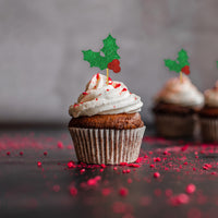 Glitter Holly Cupcake Toppers Red and Green