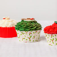 Holly Print Cupcake Cases