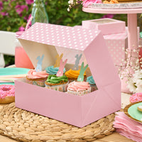 Pink Gingham Cupcake Box for 6 Cupcakes