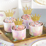 Glitter Crown Cupcake Toppers Gold