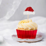 Glitter Santa Hat Cupcake Toppers