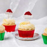 Glitter Santa Hat Cupcake Toppers