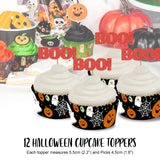 Glitter Halloween Boo Cupcake Toppers Red