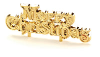 Merry Christmas Motto Cake Toppers Gold Bulk