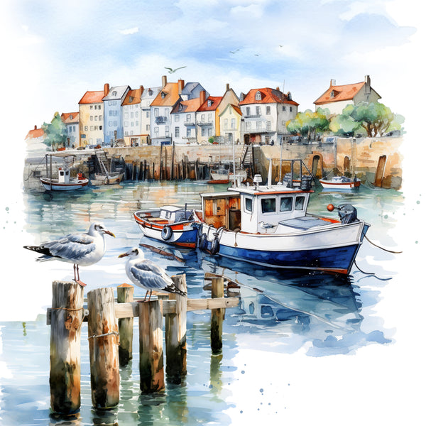 Tiflair Fishing Village Port Scene Napkins 3 ply