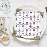 Tiflair Nautical Anchor and Wheel Print Lunch Napkins 3 ply