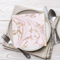 Tiflair Blush Pink Marble Lunch Napkins 3 ply