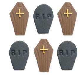 Ghoulish Graveyard Coffins & Tombstones Sugar Toppers