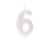 Age 6 Glitter Numeral Moulded Pick Candle Iridescent