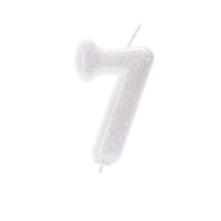 Age 7 Glitter Numeral Moulded Pick Candle Iridescent