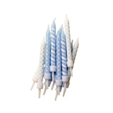 Polka-Dot & Candy-Cane Stripe Candles Light Blue & White with Holders